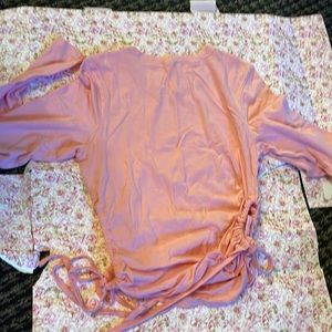 Pink long sleeve side tie shirt